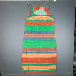Blueman Rio Dress Women L Striped Multicolor Resort Maxi Brazilian Beach Vacay